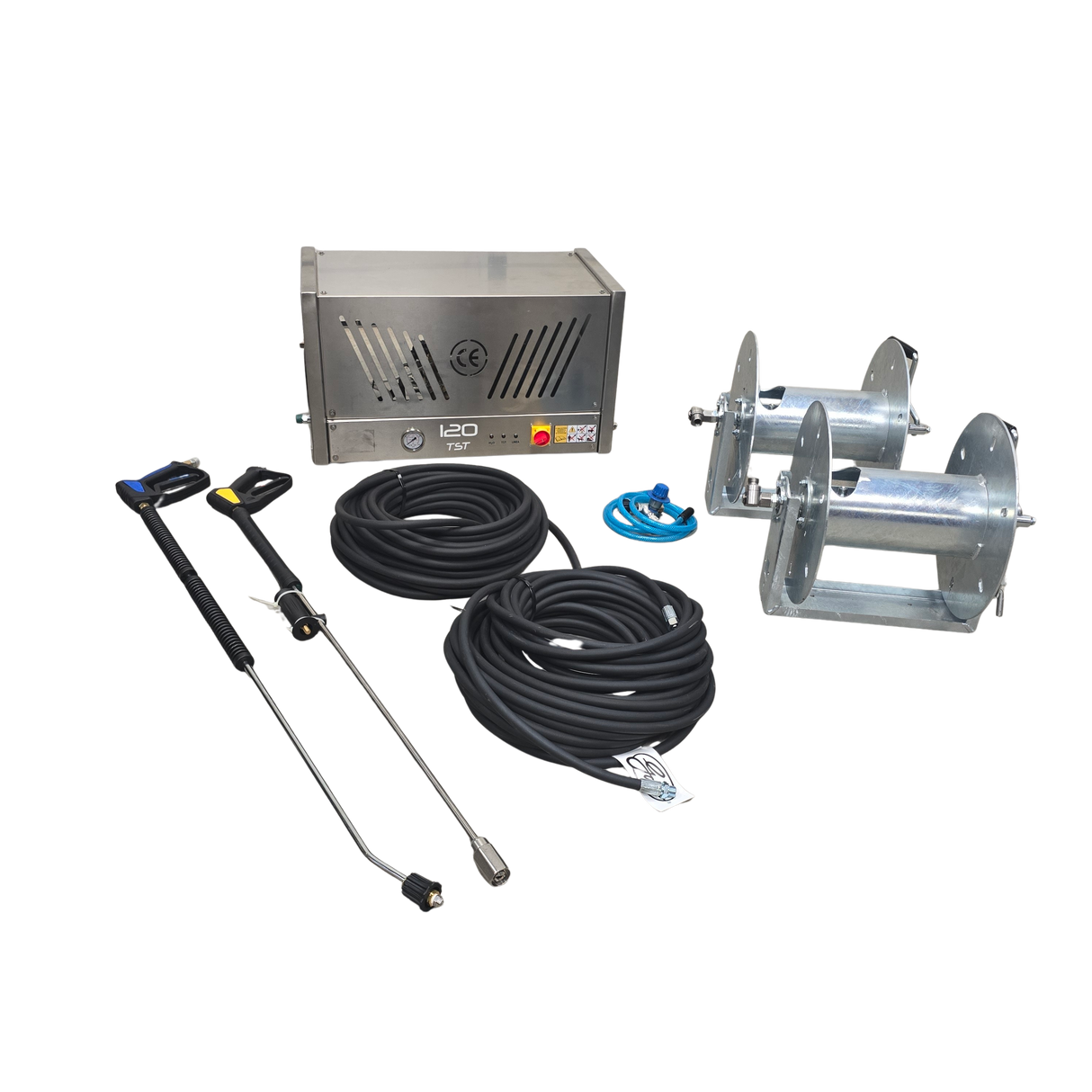 Stainless-Steel Wall-Mounted Pressure Washer – Twin Reel Pro Bundle