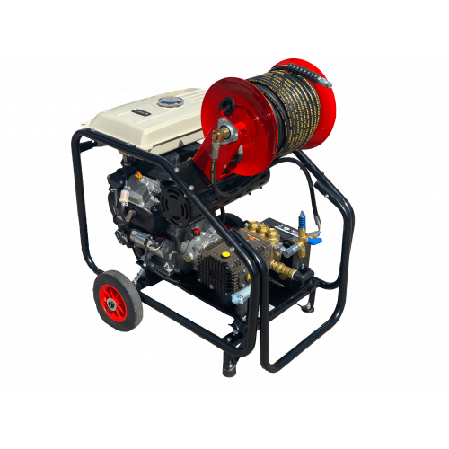 Multi Wash Industrial Twin-Cylinder Pressure Washer - Loncin LC2V80FD-1 41 LPM Interpump Trolley Frame + 40M Reel (Electric Start)