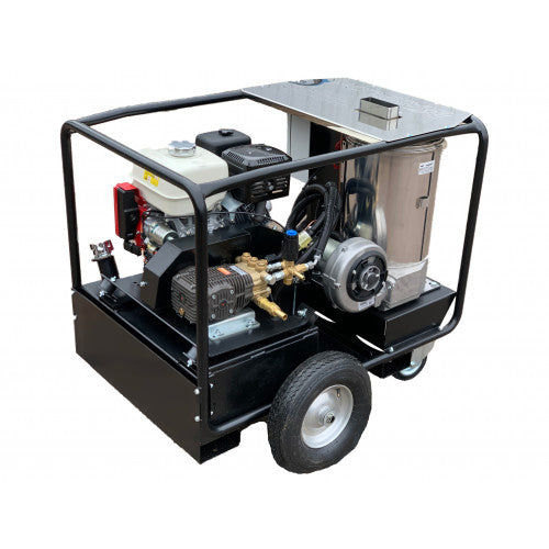 Multi Wash Industrial Petrol Hot Pressure Washer - Honda GX390 21 LPM Trolley Frame (Electric Start)