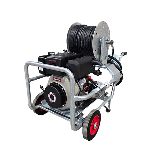 10HP Yanmar Pressure Washer 18LPM/3000 PSI Galvanised Reel + 40M Hose