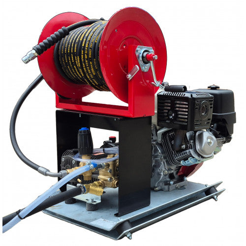 Honda GX390 Skid Frame Pressure Washer 21LPM/3000 PSI Reel +30M Hose